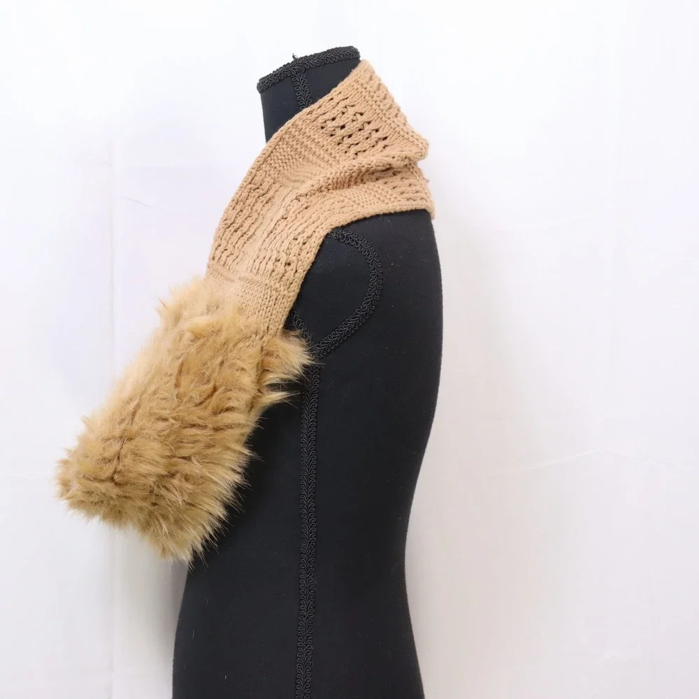 Cabi‎ Faux Fur Knit Infinity Scarf OS Tan Womens Winter Cozy Neck Warmer